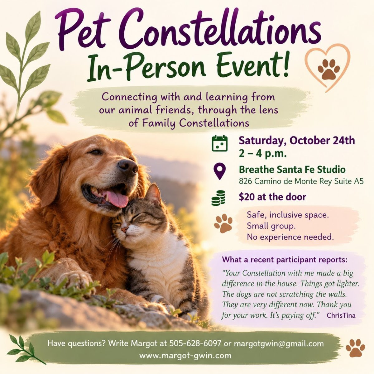 a pet constellations event, saturday october 24